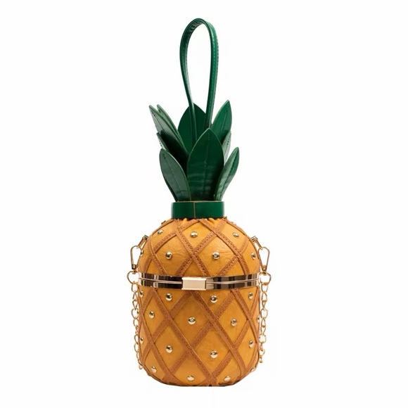Handbags - Pineapple Shaped Handbag with Gold Accents